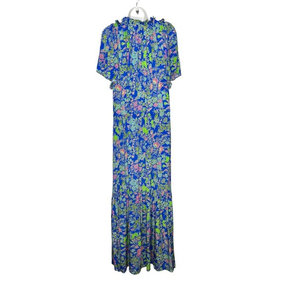 Gilner Farrar Sydney Maxi Dress Blue Green Floral Print Boho Chic Size Large - Picture 8 of 10
